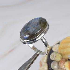 แฟชั่นเครื่องประดับตัดลาบราดอร์ไทต์ 925 เงินสเตอร์ลิงแหวนอัญมณีเครื่องประดับทําด้วยมือเดือนมีนาคม Birthstone ของขวัญสําหรับครบรอบ - Product Image 4