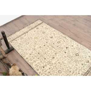 Vintage 3x5.7 ft Rug, Turkish Rug, <b>Brown</b> Patchwork <b>Wool</b> Rug - Product Image 5