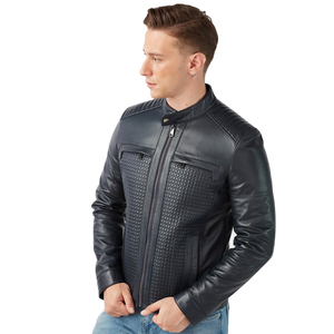 Veste en cuir de mouton 100% pour homme, nouvelle conception, col montant, style professionnel, manches longues, hiver, devant, vente chaude - Product Image 6