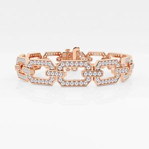 Pulsera de diamante redondo de moissanita de lujo en plata de ley S925 con estilo de enlace, joyería helada para mujer - Product Image 2