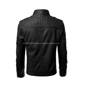 แจ็คเก็ตหนังแท้กระเป๋าด้านหน้าขายส่งสำหรับผู้ชาย - Product Image 6