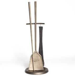 Robust iron fireplace <b>tools</b> set with sculptural design and vintage tone made for classic homes and lodges - Product Image 4