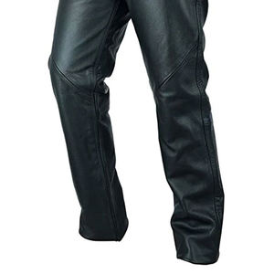 Pantalon en cuir véritable coupe ajustée pour hommes de la saison d'hiver Pantalon pour hommes en relief de haute qualité à rayures incurvées - Product Image 6