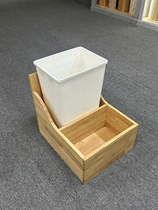 Recipiente de basura extraíble de madera Premium con almacenamiento de gabinete doble Estante extraíble de madera incorporado - Product Image 4