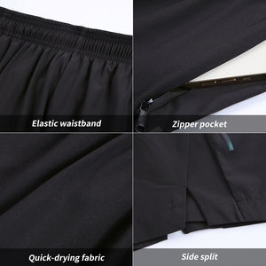 Ventes directes d'usine Short de sport avec poche à fermeture éclair imprimé avec logo personnalisé Short de sport en tissu à séchage rapide hautement élastique pour hommes - Product Image 6