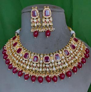 Classic Premium Quality <b>Gold</b> Plated Brass Moissanite Necklace <b>Set</b> with <b>Earrings</b> for Wedding Gift Women - Product Image 1