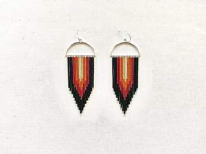 2025 tendencia nuevo bordado a mano Boho étnico geométrico doble círculo Artificial Arco Iris colorido pendiente para mujeres por HF CRAFTS - Product Image 2