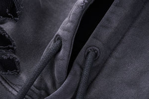 เสื้อมีฮู้ดแบบสวมหัวผ้าเทอร์รี่แห้งเร็วเสื้อมีฮู้ดโอเวอร์ไซส์สำหรับผู้ชายผ้าฝ้ายผสมซักกรดแบบปรับแต่งโลโก้ได้ - Product Image 5