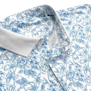 เสื้อแจ็คเก็ตกอล์ฟสีขาวสำหรับผู้ชายยี่ห้อ Handee ลายพิมพ์ดอกไม้สีเขียวอมฟ้า ผลิตจากวัสดุโพลีเอสเตอร์/ผ้าฝ้าย - Product Image 5