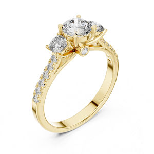 Anillo Solitario de Diamante Cultivado en Laboratorio, Corte Redondo y Cojín, Oro Rosa de 14K |   Anillo de Oficina |   Diamante Cultivado Nuevo - Product Image 5