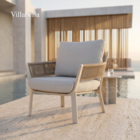 Fauteuil de salon d'extérieur moderne en corde tressée, mobilier de patio et balcon, canapé individuel à structure en aluminium, pour hôtel et complexe hôtelier