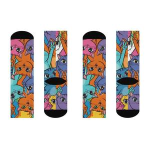 Calcetines deportivos de algodón personalizados de alta calidad con estampado de gato Colormix ODM diseño divertido fabricante de calcetines de sublimación personalizados - Product Image 5