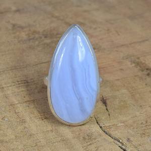 Bleu Dentelle Agate Femmes Mode Déclaration Bagues De Fiançailles En Argent Sterling 925 Plaqué Rhodium À La Main Bijoux À La Mode - Product Image 5