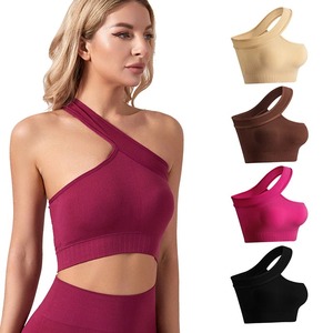 Premium One Shoulder Crop Women's Bra 2025 Women's Sports Bra New Spandex Nylon Breathable Bra - Product Image 5