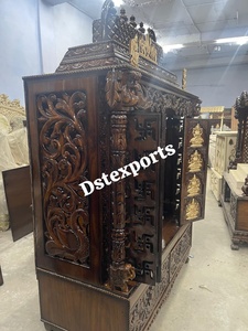 Hot Selling Teak Wood Ashtalakshmi Mandir Doors Maharaja Style Temple Cabinet Pooja Room Storage Freestanding Handcrafted - Product Image 4