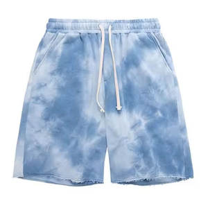 Shorts d'été en laine pour hommes, haute qualité, vente en gros, logo personnalisé, imprimé tie-dye effet nuage, motif uni, maille respirante, tenue décontractée et de sport - Product Image 1