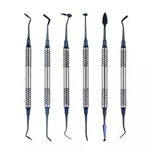 Kit completo de espátula dental de 6 piezas con asas ergonómicas y cabezales recubiertos de titanio para relleno de resina CE equipos dentales - Product Image 4