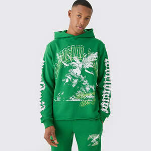 <b>Mens</b> Winter Tracksuit Solid Hoodie Sweatpants & Jogger Set with Chest Graphic Print Plus Size Cargo Pants - Product Image 6