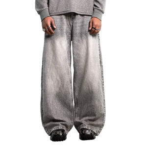 Pantalones Vaqueros Negros Holgados, Pantalones Vaqueros Vintage con Lavado Ácido y Bolsillos Casuales, en Oferta con Logotipo Personalizado - Product Image 2