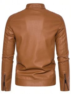 Chaqueta de Motocicleta de Cuero para Hombre, Invierno, con Cuello Alto, Resistente al Viento y al Agua, Servicio OEM Disponible - Product Image 3