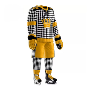 Uniforme de hockey sur glace sportif personnalisé de haute qualité, ensemble complet, transfert thermique, séchage rapide, respirant, 100% polyester, service OEM ODM - Product Image 2