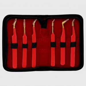 Pince à épiler pour extensions de cils TEEJAY, best-seller, haute précision, en acier inoxydable, testée à la main, lot de 6 avec étui, personnalisation OEM - Product Image 4
