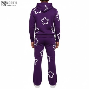 Survêtement personnalisé de haute qualité Jogger pantalon évasé et survêtement à capuche zippé pour hommes lavé à l'acide soleil délavé ensemble de jogging deux pièces - Product Image 2