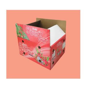 Cajas de papel rectangulares corrugadas plegables OEM con tratamiento UV para el envío de la agricultura-Materiales reciclados de embalaje de fruta de dragón - Product Image 1