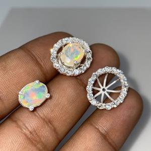 Style Vintage 925 boucles d'oreilles en argent Sterling naturel Moissanite opale éthiopienne facettes pierres précieuses en vrac pendentifs de mode chrétienne - Product Image 3