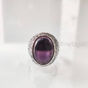 Bague en argent sterling 925 pour homme, avec améthyste naturelle, pierre de naissance de février, style ottoman, cadeau d'anniversaire, vente en gros - Product Image 4