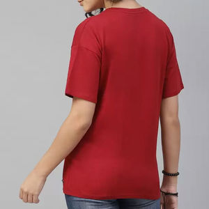 Camiseta de Algodón para Mujer, Estilo Urbano, Informal, Corte Regular, Color Sólido, Transpirable, Suave, Uso Diario, OEM, ODM, Logotipo Personalizado - Product Image 5
