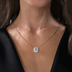 Double Halo Radiant Cut Moissanite Pendentif & Charm Cadeau élégant pour elle - Product Image 4