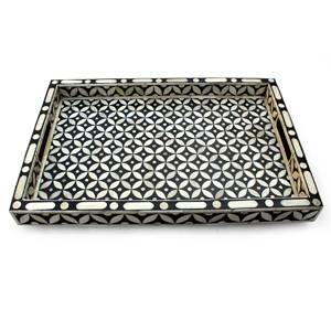 Bandeja de servicio rectangular con incrustaciones de hueso natural hecha a mano de alta calidad de último diseño para restaurantes caseros Hotel de India.SCI - Product Image 2