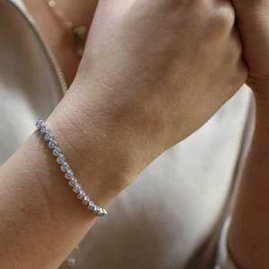 925 Sterling <b>Silver</b> Waterway Elevator Chain <b>Bracelet</b> Elegant Crystal <b>Bangle</b> - Product Image 1