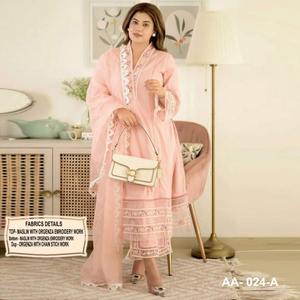 Marlin Organza Bordado Kurtis Con Cadena Stitch Trabajo Venta en línea de ropa india y paquistaní - Product Image 3