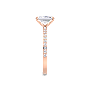 Anillo de compromiso de diamante cultivado en laboratorio de corte radiante de 1 quilate para mujer, banda pavé de oro amarillo, blanco y rosa de 9 quilates, anillo nupcial, regalo de promesa - Product Image 3