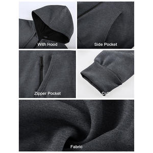 Nueva venta al por mayor Sudadera con capucha para hombres Logotipo personalizado Transpirable Mangas largas Básicas Sudaderas con capucha de mezcla de algodón para hombres - Product Image 6