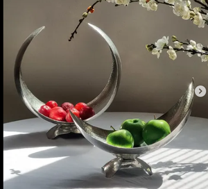 Bol en métal doré et argenté Thème floral pour fruits et ornements Bol en métal pour décoration de table et de salon Bol décoratif en métal - Product Image 3