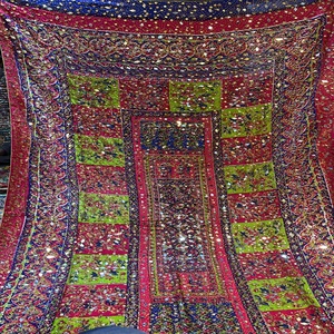 Factory Direct Supply Women's Printed Viscose <b>Shawls</b> Winter Ethnic Pakistani Scarves with Hand <b>Embroidered</b> Gota and Mirror Work - Product Image 6