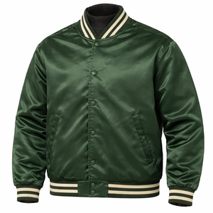 Chaqueta de Satén para Hombre de Alta Calidad, Chaqueta de Satén para Hombre de Larga Duración, Chaqueta de Satén Verde con Botones a Presión, Talla Personalizada - Product Image 1