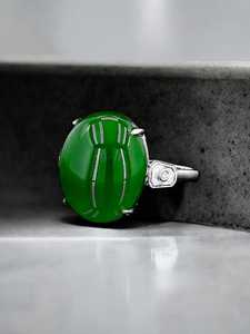 Anillo delicado de ónix verde de oro blanco de 14 quilates | Joyería genuina de lujo con piedras preciosas mínimas | Anillo fino elegante de primera calidad para todos los días - Product Image 5