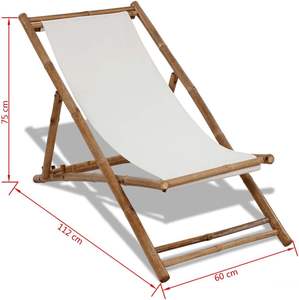 Chaise longue pliable en rotin et bambou Design léger et relaxant pour l'extérieur, la plage ou le jardin - Product Image 2