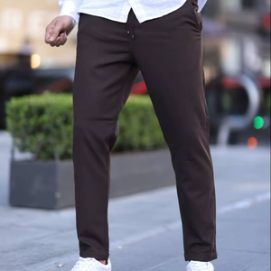 กางเกงผ้ายืดเข้ารูปสีกรมท่าสำหรับผู้ชายกางเกงทำงานอัจฉริยะลำลองเอวยางยืดมีเชือกผูกคอตตอนทรงตรงฮิปฮอปขนาดพิเศษ - Product Image 1