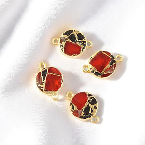 Mohave Cuivre Rouge Noir Pierre Précieuse Christian Sterling Silver Charm Connector Jewelry Handmade Gold Electroplated Charm Connectors - Product Image 1