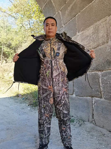 Combinaison de chasse respirante orange vif pour l'hiver, camouflage de chasse, combinaison chaude en une seule pièce, softshell imperméable pour l'extérieur - Product Image 4