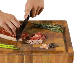 High Quality Customized Size Kitchen Tools <b>Chopping</b> <b>Blocks</b> Luxury 40x30 Acacia Wooden End Grain Cutting Board With Juice Groove - Product Image 1