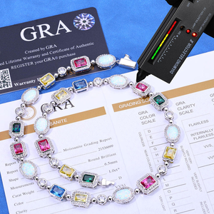 <b>Mens</b> 925 <b>Silver</b> Multicolor Gemstone Chain With Moissanite Diamond Luxury Fashion Jewellery - Product Image 1