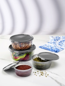 Contenedor de almacenamiento de tapa hermética redonda de 300ML, organizador de especias de plástico duradero para cocina y despensa, cuenco apilable - Product Image 5