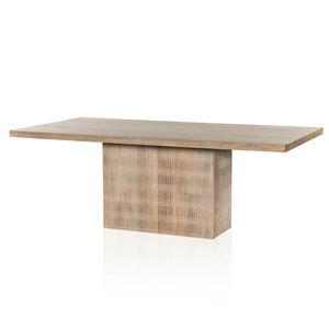 Nouvelle table à manger en bois de manguier massif sculpté à la main, finition antique, texture en surbrillance, confortable pour 6 à 8 personnes - Product Image 2