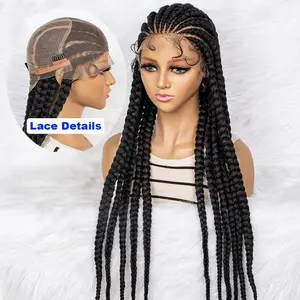 Jennifer 36 inches Synthetic Lace Front Wig Braided Wigs Braid African With Baby Hair Full Lace Braided Wigs